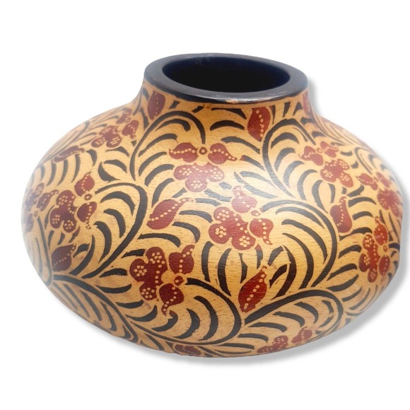 2 Tribal Gypsy Boho Hand Painted Batik Wood Candle Tealight Holder Balls Staging - Picture 8 of 16